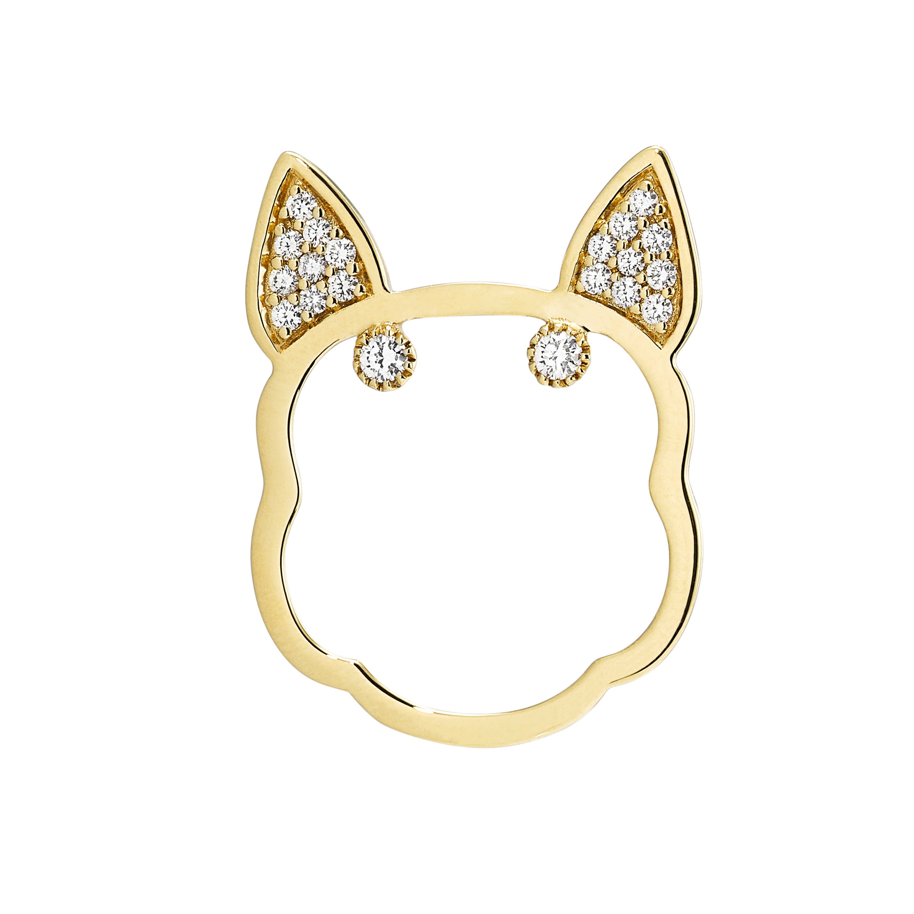 Diamond Frenchie Ring, Ring, Puppy rings, Anabela Chan Joaillerie - Fine jewelry with laboratory grown and created gemstones hand-crafted in the United Kingdom. Anabela Chan Joaillerie is the first fine jewellery brand in the world to champion laboratory-grown and created gemstones with high jewellery design, artisanal craftsmanship and a focus on ethical and sustainable innovations.